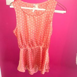 Coral Polka Dot Silky Sleeveless Open Back