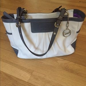 Coach White with Grey trim leather Purse!