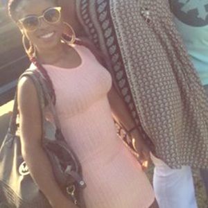 Pretty pink bodycon stretch material dress