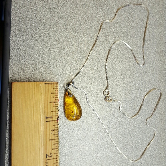 Silver and amber necklace