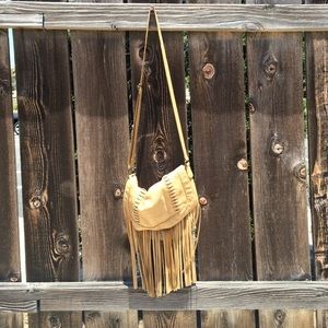 Fringed Tan Crossbody Bag