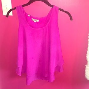 Magenta Open Back ruffle layered Guess tank