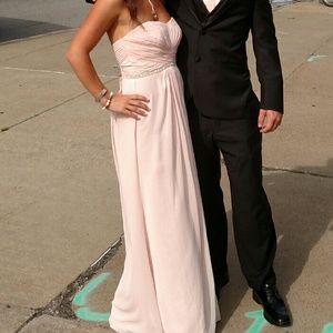 Davids Bridal Pink Petal Chiffon dress.