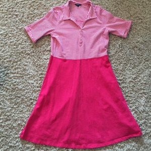 Lands' End cherry striped a line polo dress