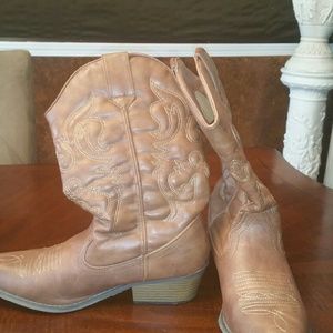 Faux leather cowboy boots