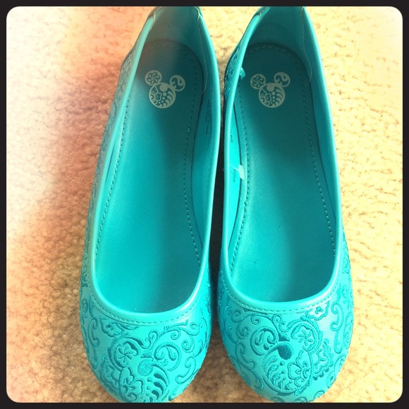 Bright blue hidden Mickey flats