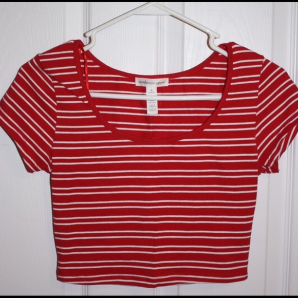 Red & White Striped Crop Top from Charlotte Russe