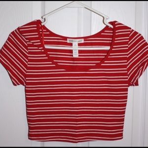 Red & White Striped Crop Top from Charlotte Russe