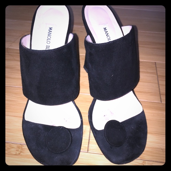 Manolo Blahnik Shoes - Manolo Blahnik black suede high-heeled sandals