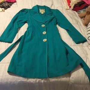 Designer teal trench coat