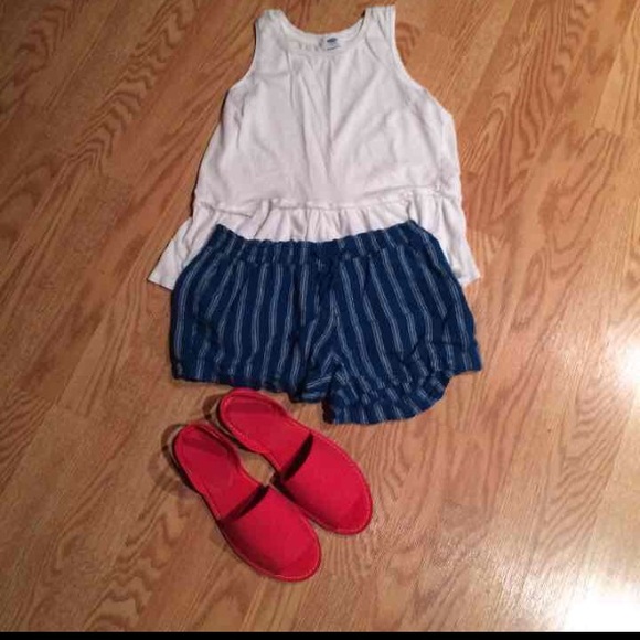 Old Navy Pants - Old Navy Blue-and-White Striped Shorts