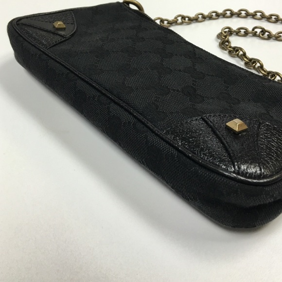 Gucci small leather canvas bagette w/ brass chain - Picture 4 of 4