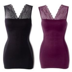 Body Illusions Lacy Cami Pack - Black & Burgundy