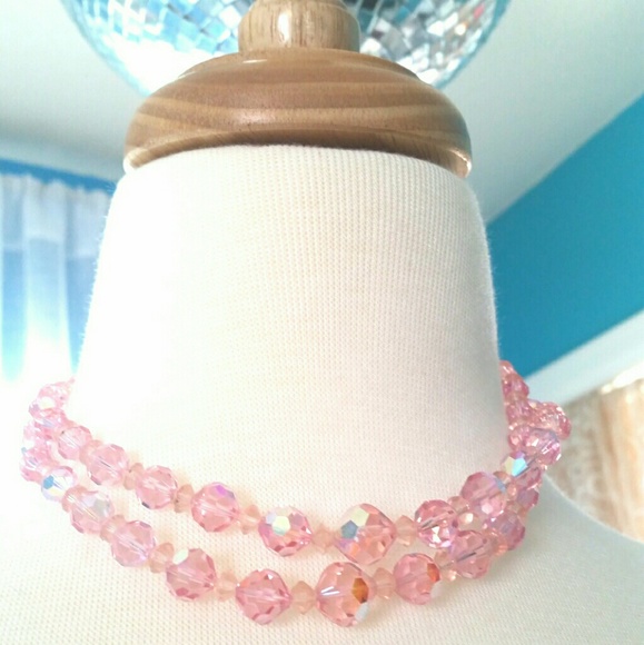 *SOLD* Vintage Pink Crystal Choker Mad Men