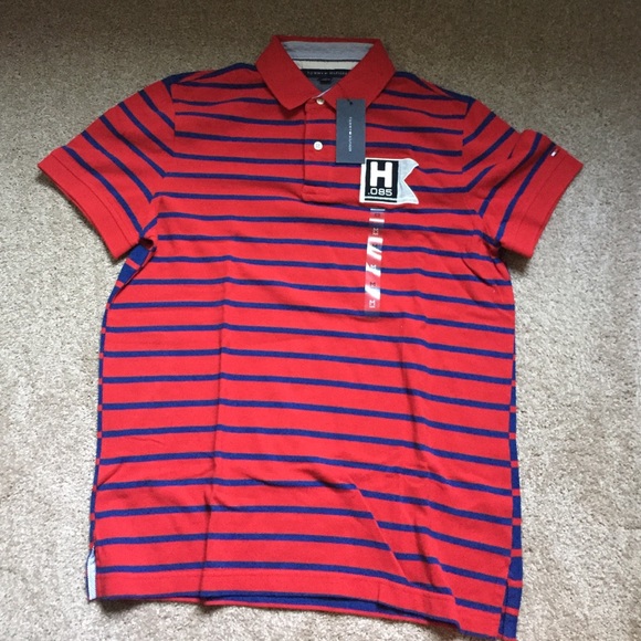 Men's Royal Blue and Red Tommy Hilfiger Shirt