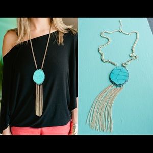 Boutique turquoise and gold statement necklace!