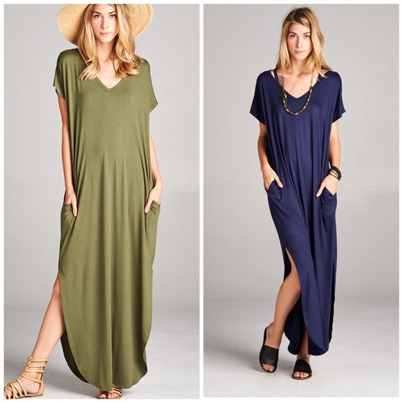 Last one Navy cut out shoulder maxi dress - Picture 2 of 2