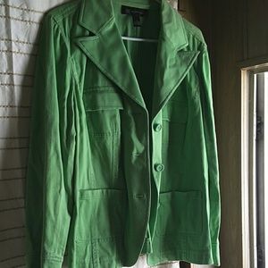INC plus sized lime green stretchy buttonup jacket