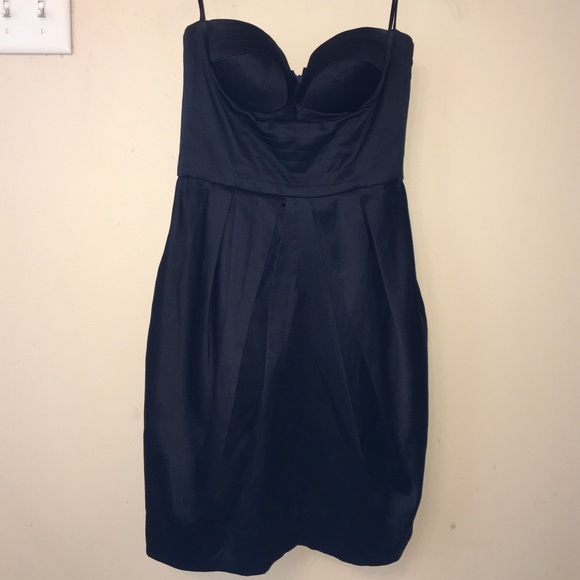 Strapless black cocktail dress