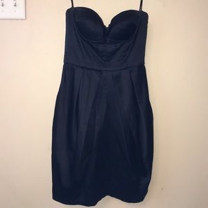 Strapless black cocktail dress