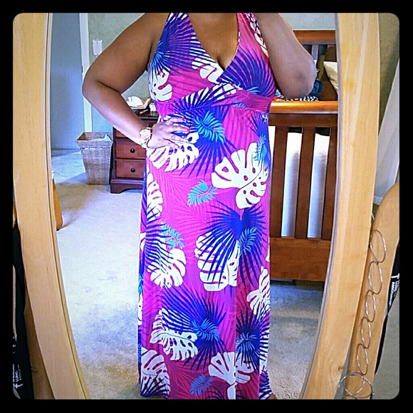 Tropical print maxi dress