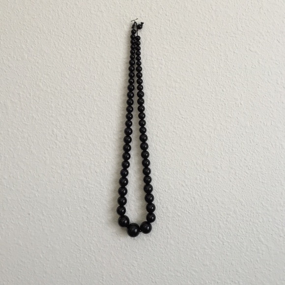 Long black chunky bead necklace