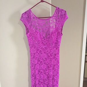 Purple lace & sequin gown