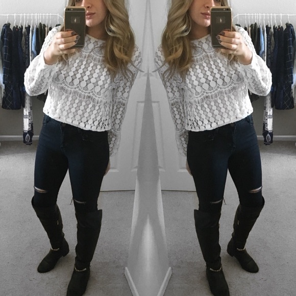 Christmas Sale! White Lace Top - Picture 2 of 3