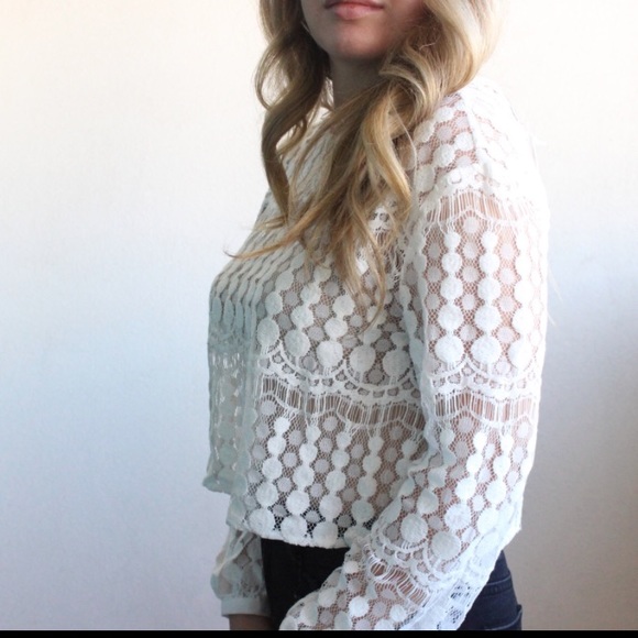 Christmas Sale! White Lace Top - Picture 3 of 3