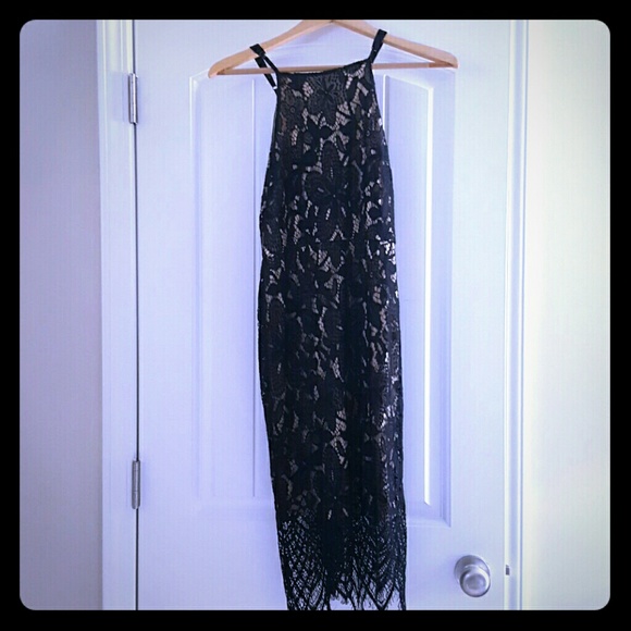 Black and Taupe lace dress