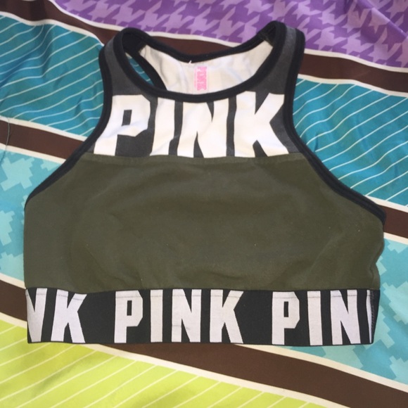 PINK Olive Green Sports Bra