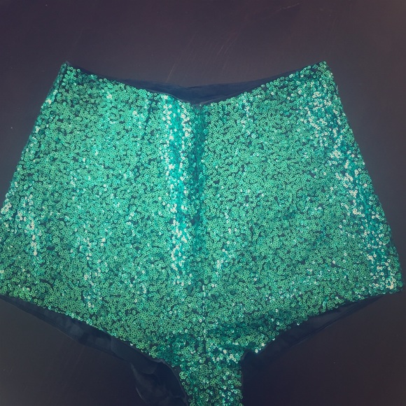 Sequined green hot pants/shorts