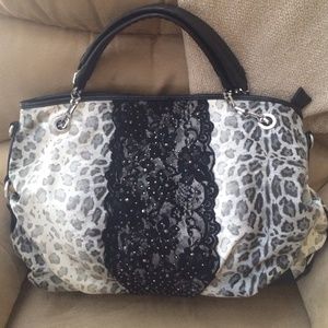 Black & White Leopard & Lace handbag New