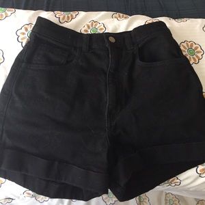 AA Black Stretch Bull Denim High-Waisted Shorts