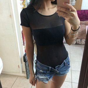 AMERICAN APPAREL MESH BODYSUIT.