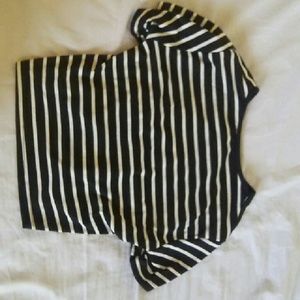 Black and white striped crop top