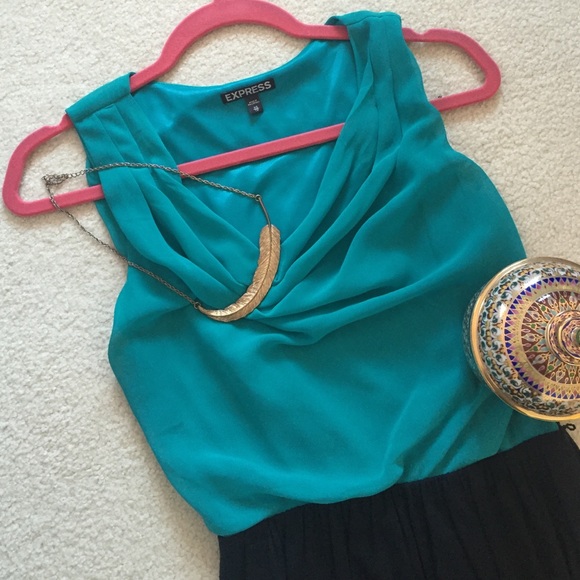Teal and black XS Express office dress