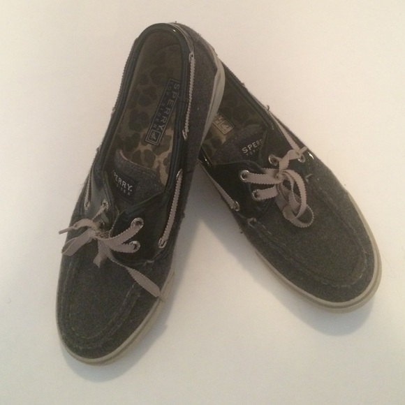 Sperry Topsider grey w/ patent leather size 6