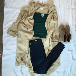 High waisted dark wash jeans