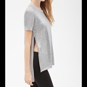 Metalic side slit shirt