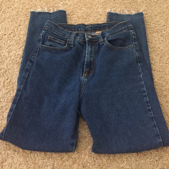 Vintage frayed bottom ripped knee denim