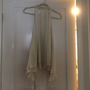 High Neck flowy cream top