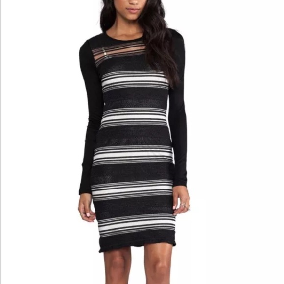 NWT 10 Crosby Derek Lam Sheer Stripe Dress Medium - Picture 1 of 4