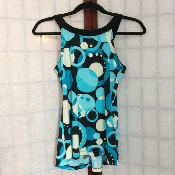 L8ter Blue/Black bubble pattern top. Size S. - Picture 2 of 2