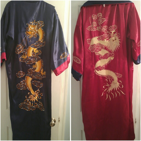 Reversible Thai Silk kimono robe NEW