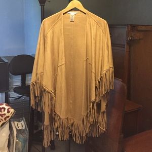 Fringe suede cape