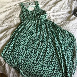 Green polka dot dress