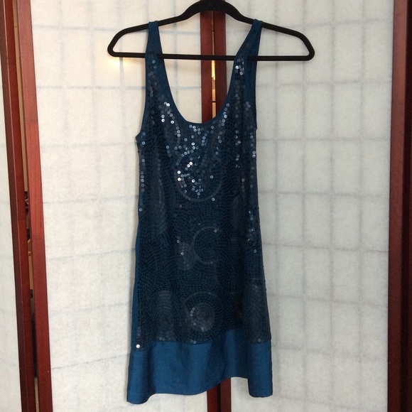 Express Dresses & Skirts - NWOT Express Blue sequined shift dress! Size S.