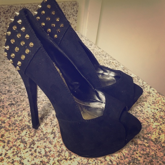Black Heels with Gold Studs