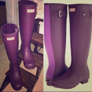 Hunter Original Stripe Boots - Plum - Size 6